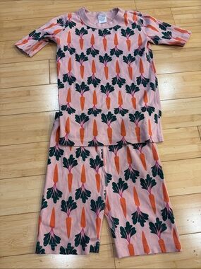 LIKE NEW! Hannah Andersson Bright Colorful Carrot Print PJ Set Kid Girls Sz 12